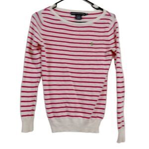 Ralph Lauren Pink and Cream Fitted Long Sleeve Sweatshirt